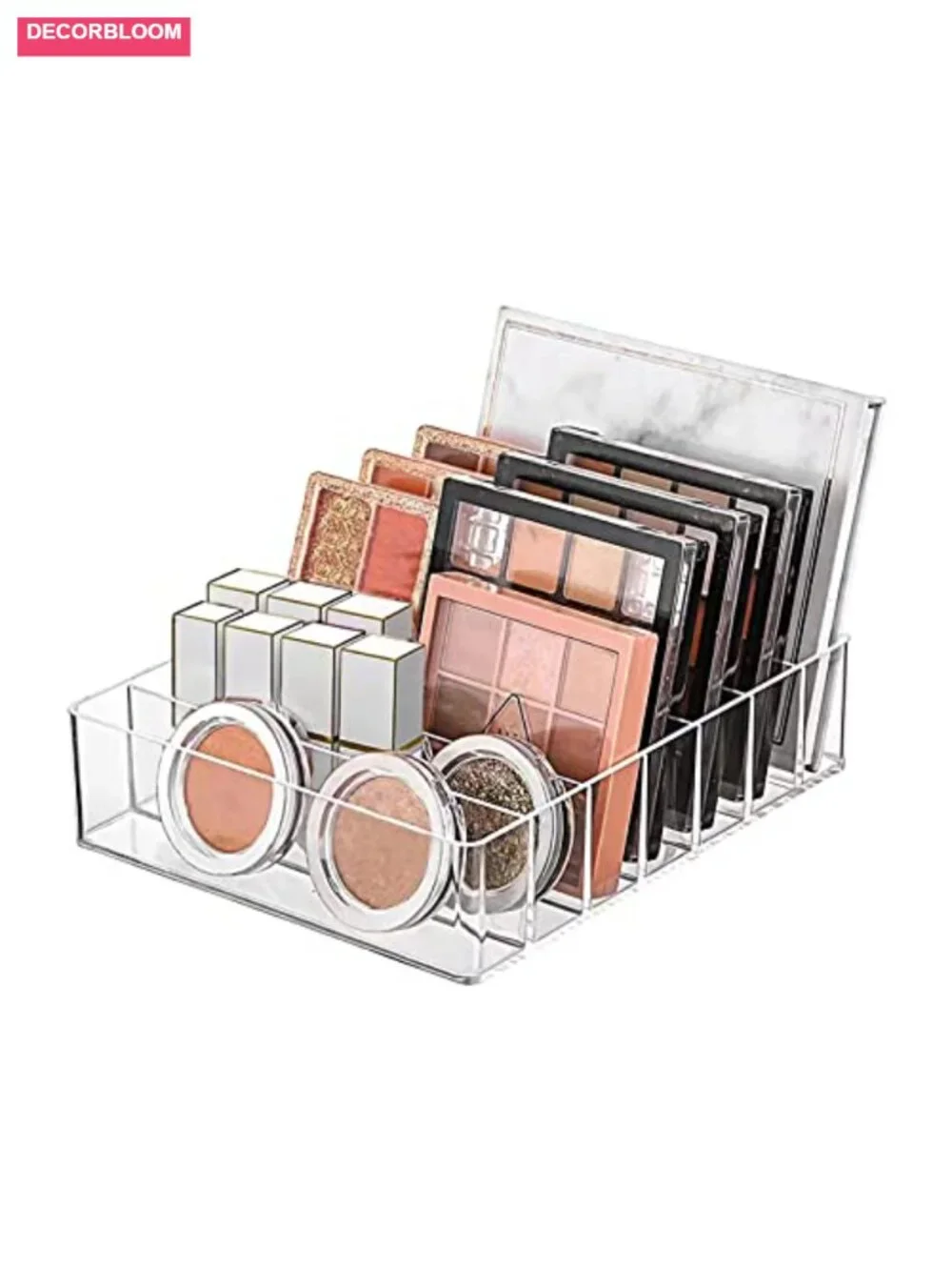 7-Slot Clear Acrylic Makeup Palette Organizer for Vanity